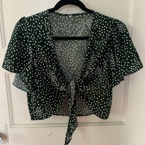 Front Tie Polka Dot Shirt